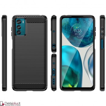Carbon guminis dėklas - juodas (Motorola Moto G42) Carbon guminis dėklas - juodas (Motorola Moto G42)